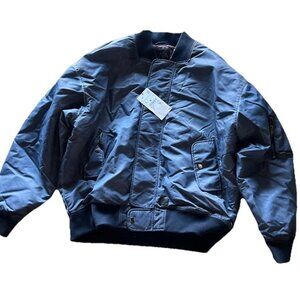 ZARA Men’s Size Large Cool Dyeing Jacket Bomber Blue Jacket Pockets NWT